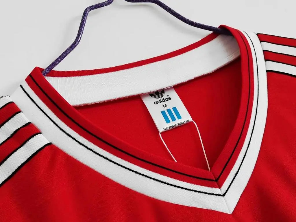 MAILLOT RÉTRO MANCHESTER UNITED DOMICILE 1986/1988 VERSION MANCHES LONGUES - Maillot du Monde