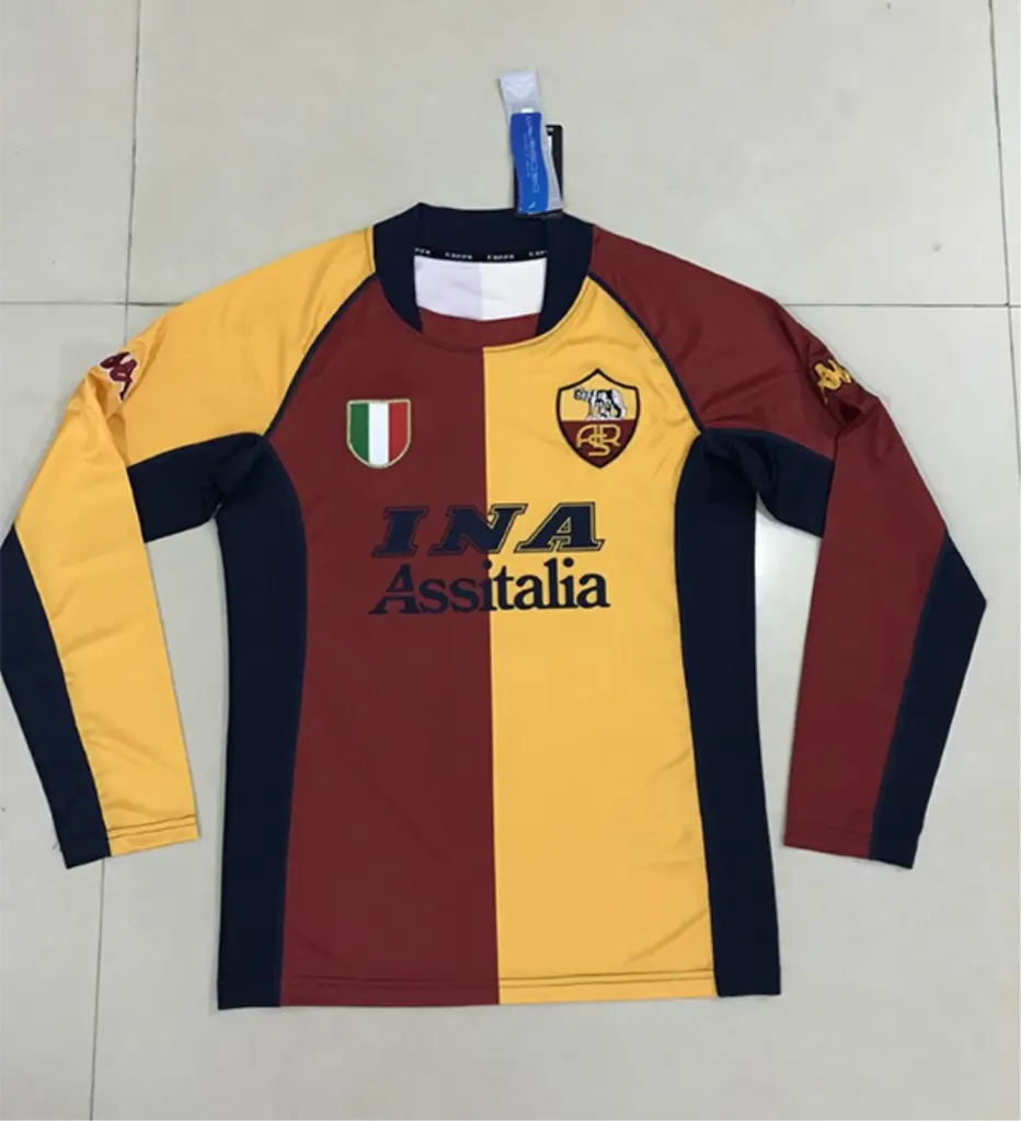 MAILLOT RETRO AS ROMA DOMICILE 2000 VERSION MANCHES LONGUES - Maillot du Monde