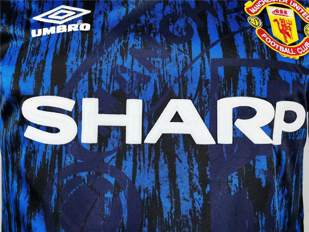 MAILLOT MANCHESTER UNITED EXTÉRIEUR 1992/1993VERSION MANCHES LONGUES - Maillot du Monde