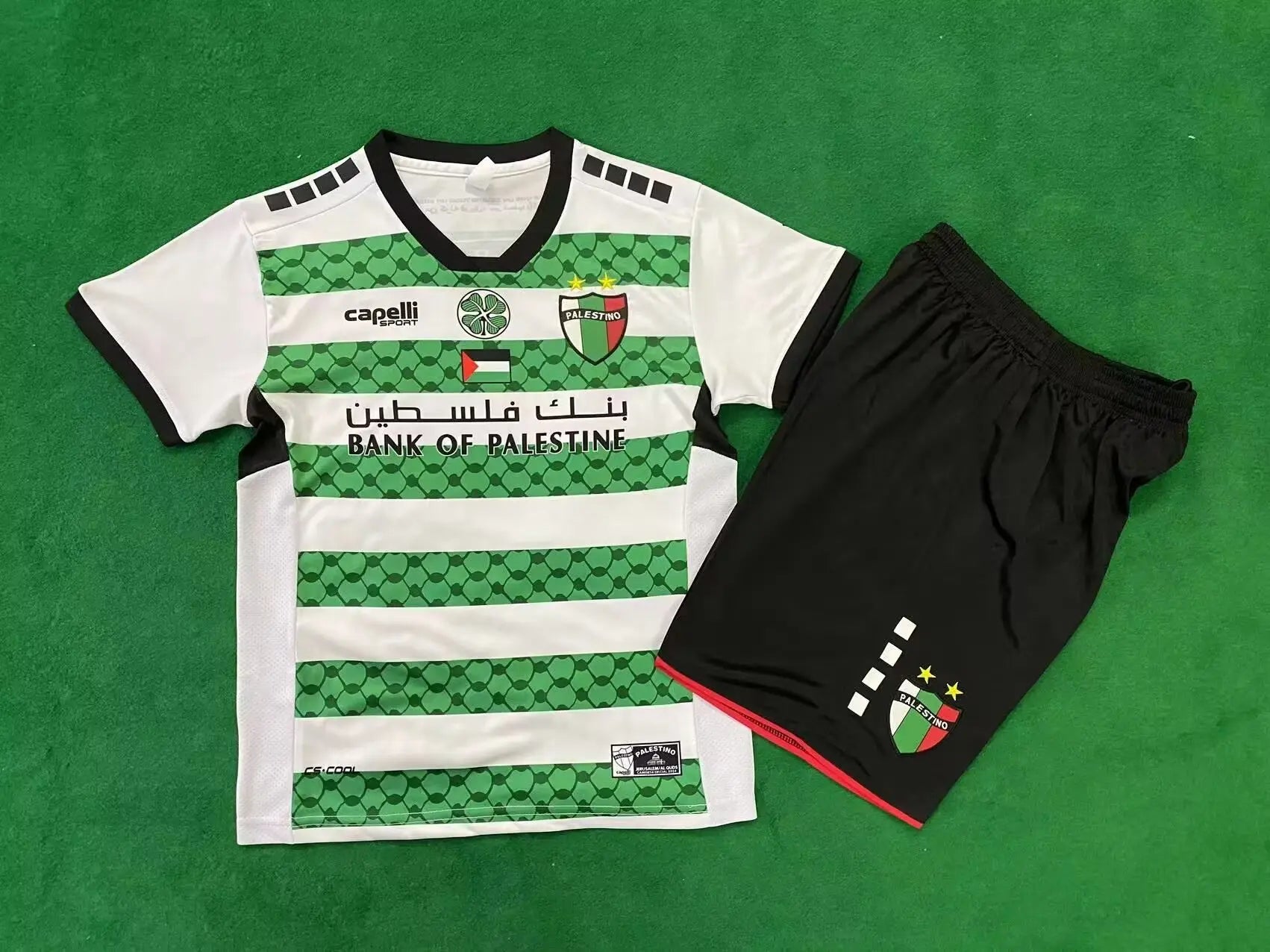 24/25 Ensemble Enfant PALESTINE SPÉCIALE Vert/Blanc - Maillot du Monde