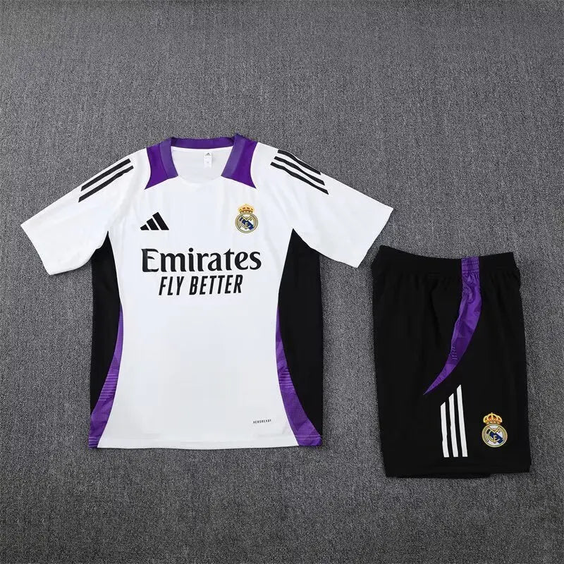 24/25 Ensemble d’entraînement REAL MADRID Blanc/Violet/Noir - Maillot du Monde