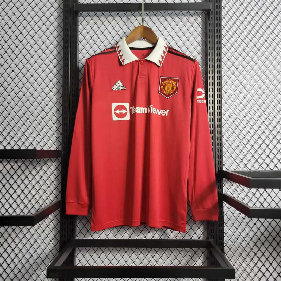 MAILLOT MANCHESTER UNITED DOMICILE 2022/2023 VERSION MANCHES LONGUES - Maillot du Monde