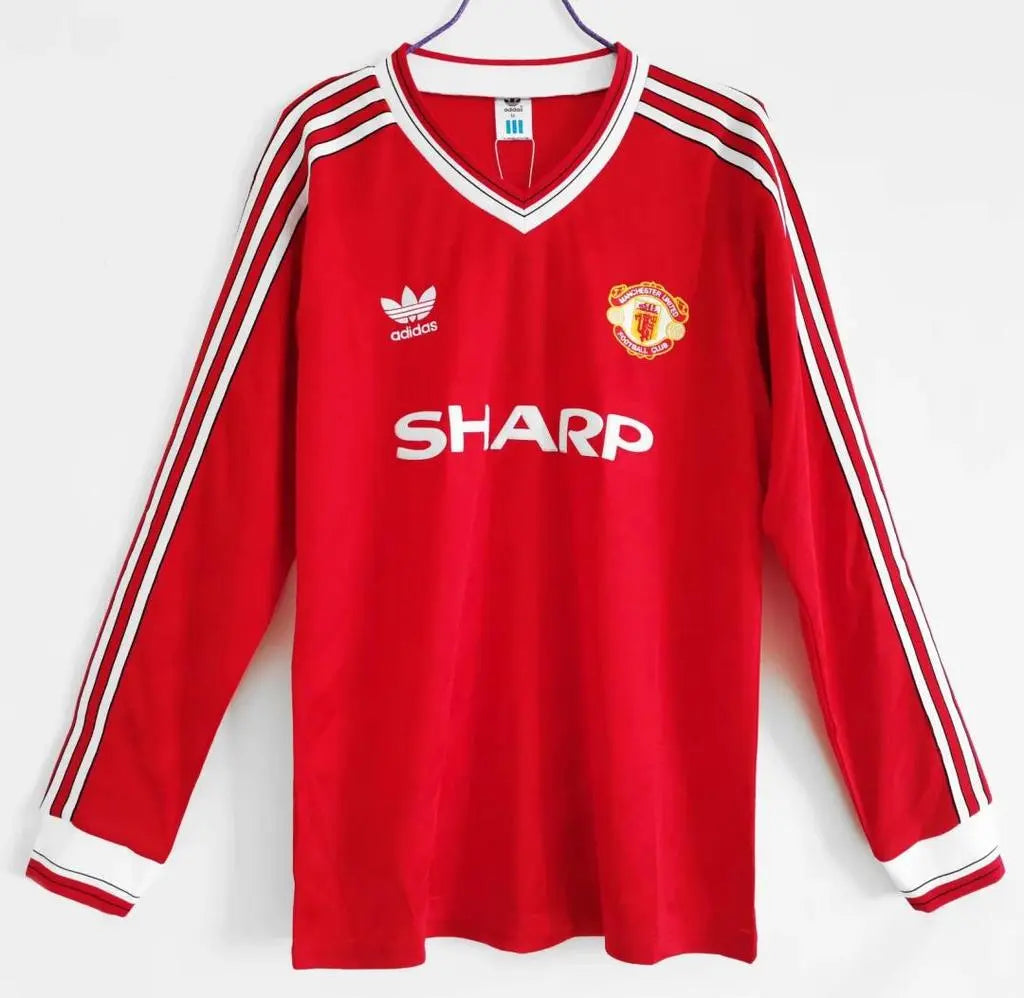 MAILLOT RÉTRO MANCHESTER UNITED DOMICILE 1986/1988 VERSION MANCHES LONGUES - Maillot du Monde