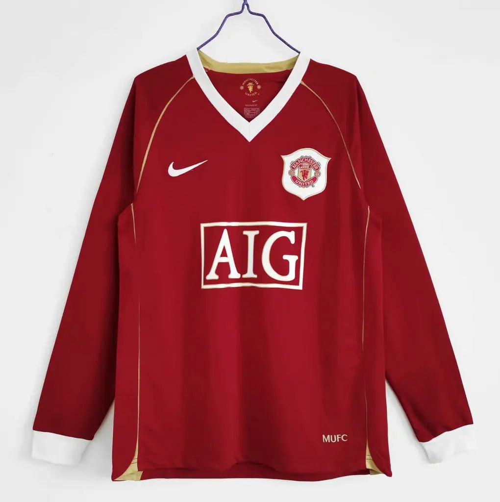 MAILLOT RÉTRO MANCHESTER UNITED DOMICILE 2006/2007 VERSION MANCHES LONGUES - Maillot du Monde