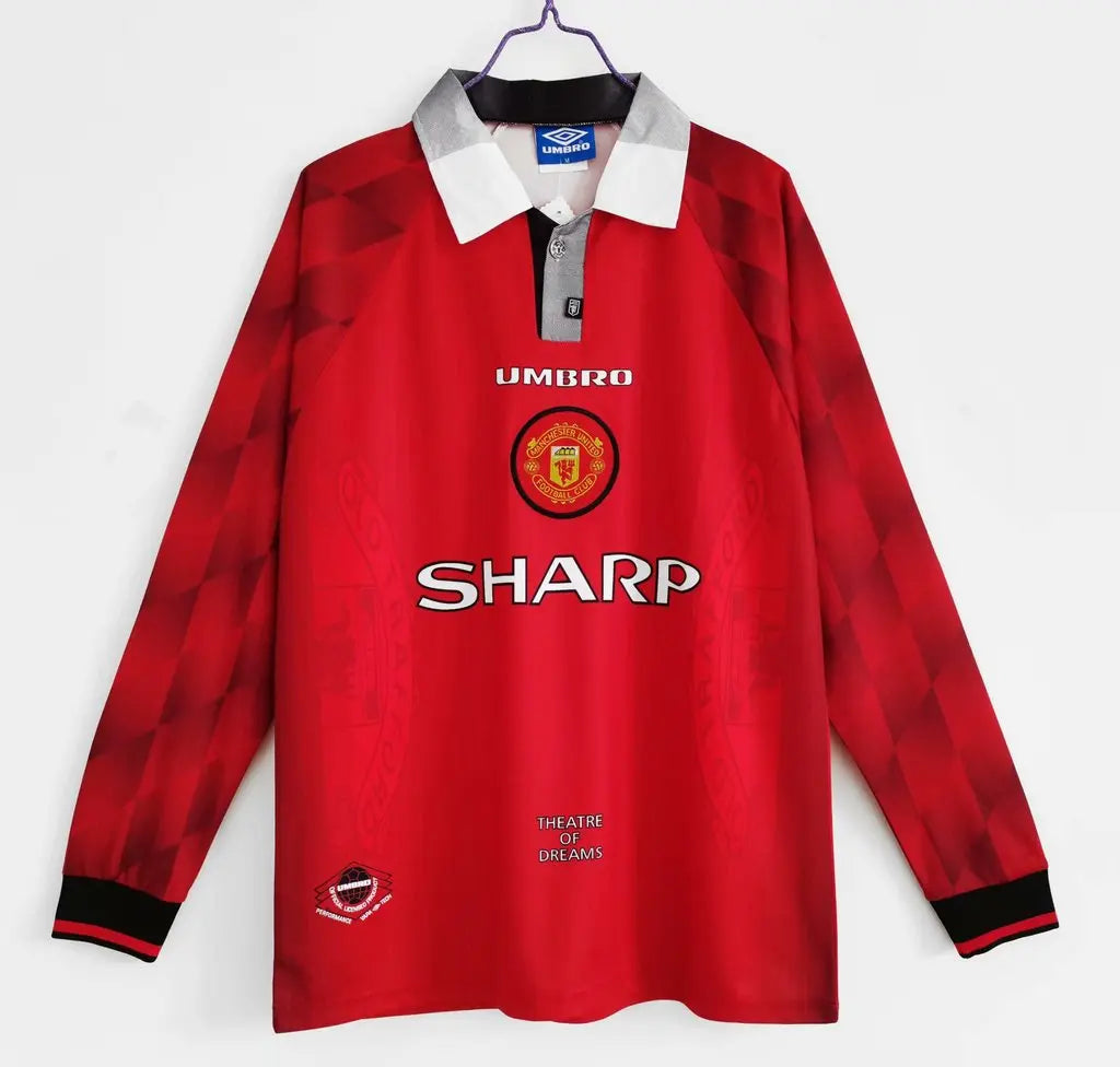 MAILLOT RÉTRO MANCHESTER UNITED DOMICILE 1996/1997 VERSION MANCHES LONGUES - Maillot du Monde