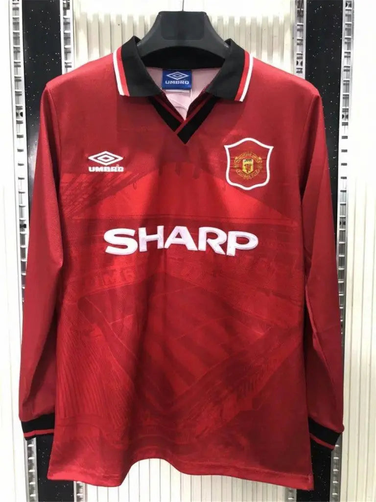 MAILLOT RETRO MANCHESTER UNITED DOMICILE 1994/1996 VERSION MANCHES LONGUES - Maillot du Monde