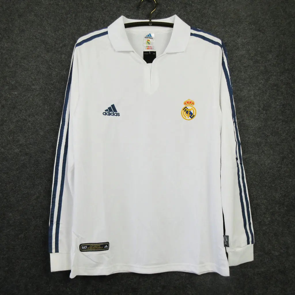 MAILLOT RETRO REAL MADRID DOMICILE 2001/2002  VERSION MANCHES LONGUES - Maillot du Monde