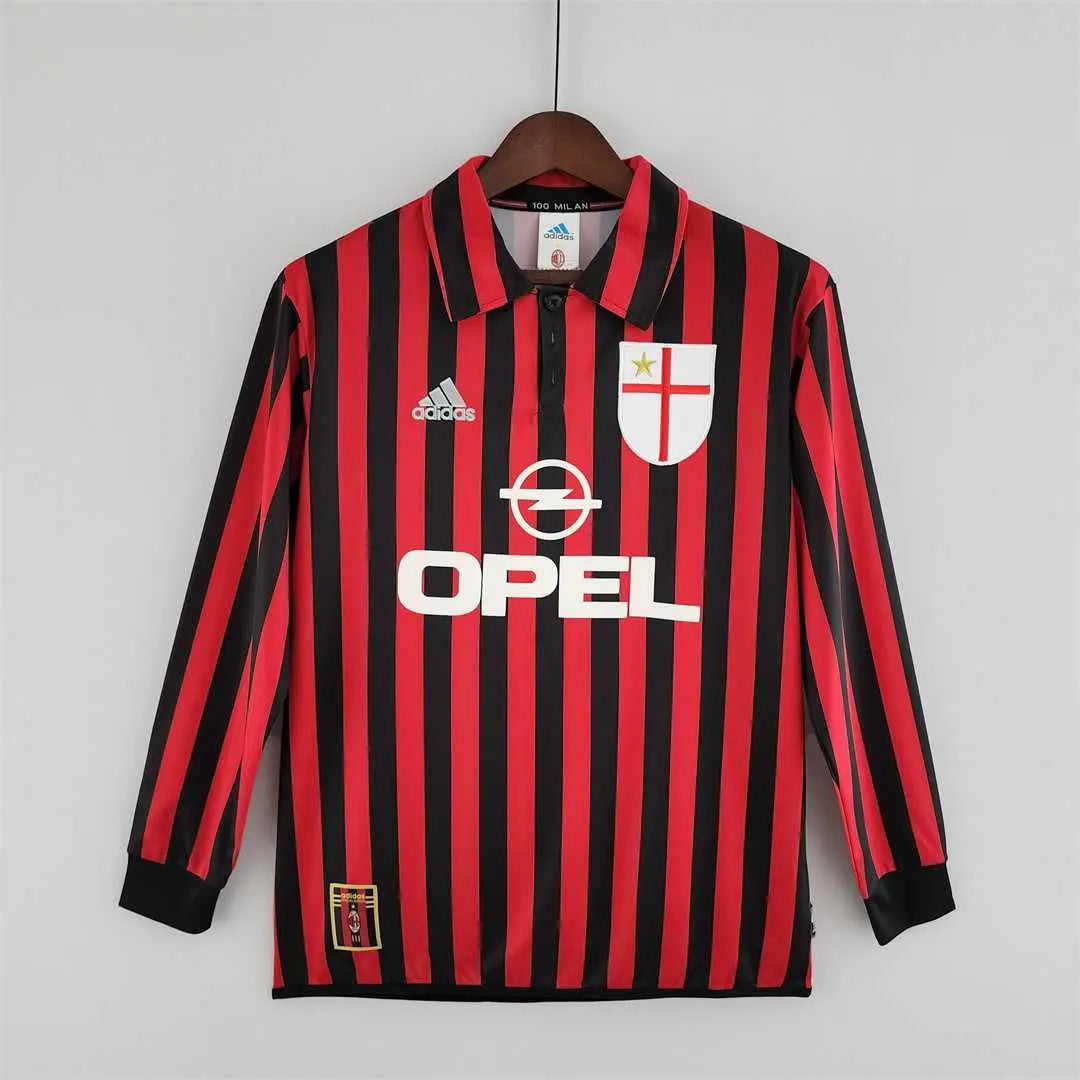 MAILLOT RETRO AC MILAN DOMICILE 1999/2000 VERSION MANCHES LONGUES - Maillot du Monde