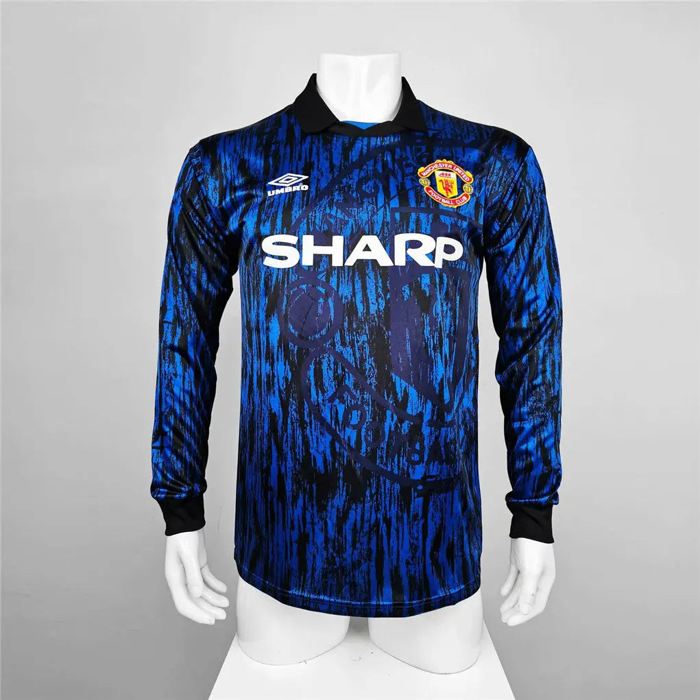 MAILLOT MANCHESTER UNITED EXTÉRIEUR 1992/1993VERSION MANCHES LONGUES - Maillot du Monde