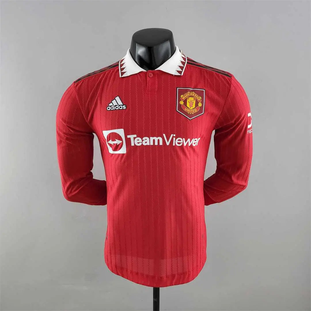 MAILLOT MANCHESTER UNITED DOMICILE 2022/20223 VERSION MANCHES LONGUES - Maillot du Monde