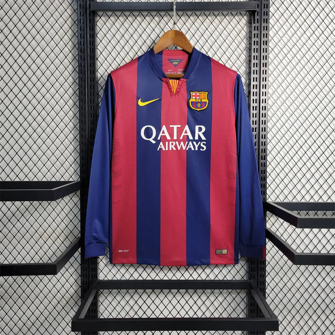 MAILLOT BARCELONE DOMICILE 2014/2015 VERSION MANCHES LONGUES - Maillot du Monde