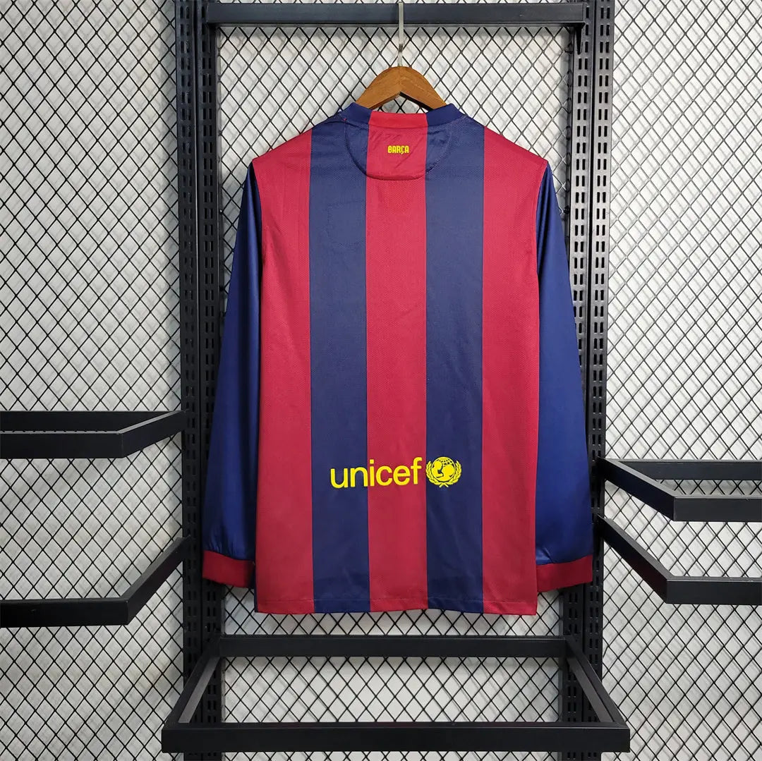 MAILLOT BARCELONE DOMICILE 2014/2015 VERSION MANCHES LONGUES - Maillot du Monde