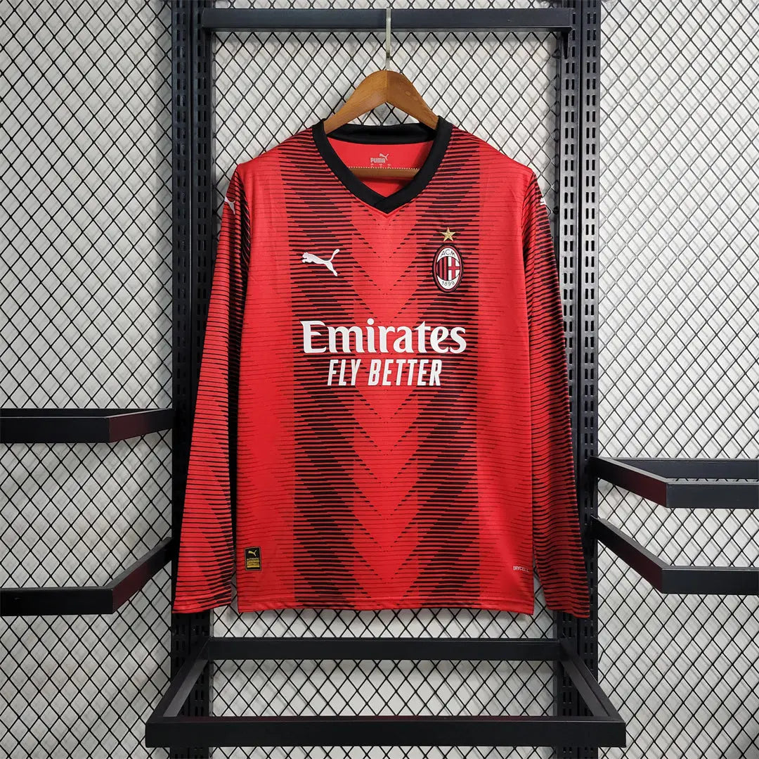 MAILLOT AC MILAN DOMICILE 2023/2024 VERSION MANCHES LONGUES - Maillot du Monde