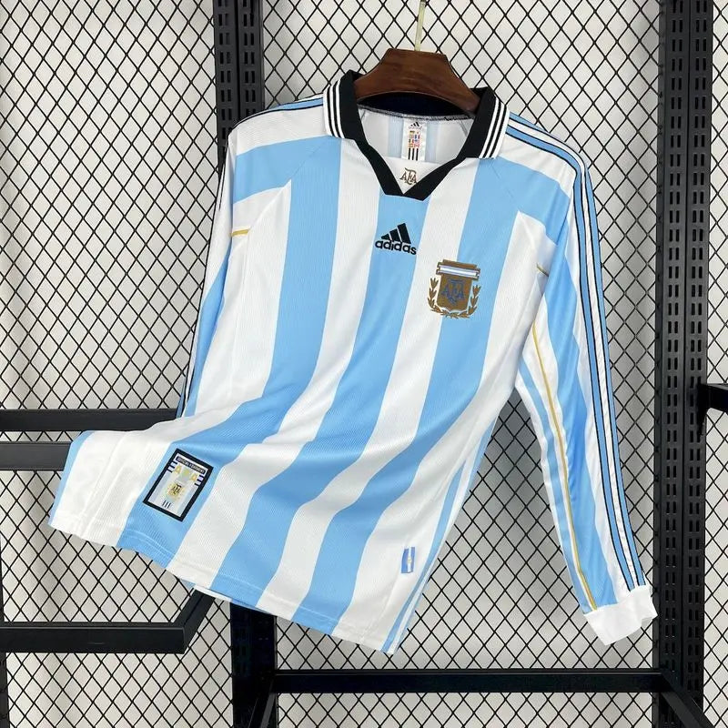 MAILLOT ARGENTINE DOMICILE 1998 VERSION MANCHES LONGUES - Maillot du Monde