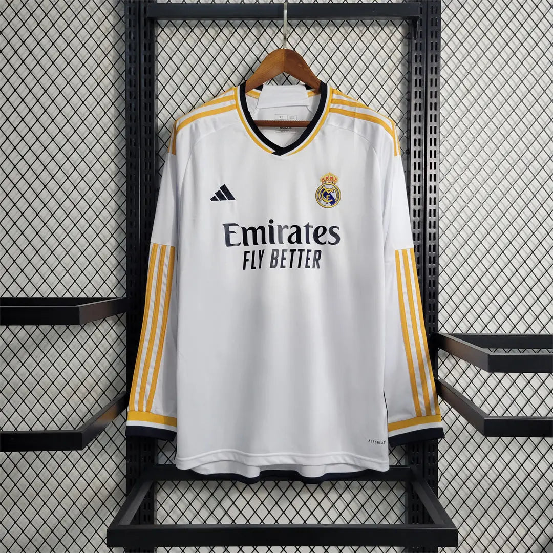 MAILLOT REAL MADRID DOMICILE 2023/2024 VERSION MANCHES LONGUES - Maillot du Monde