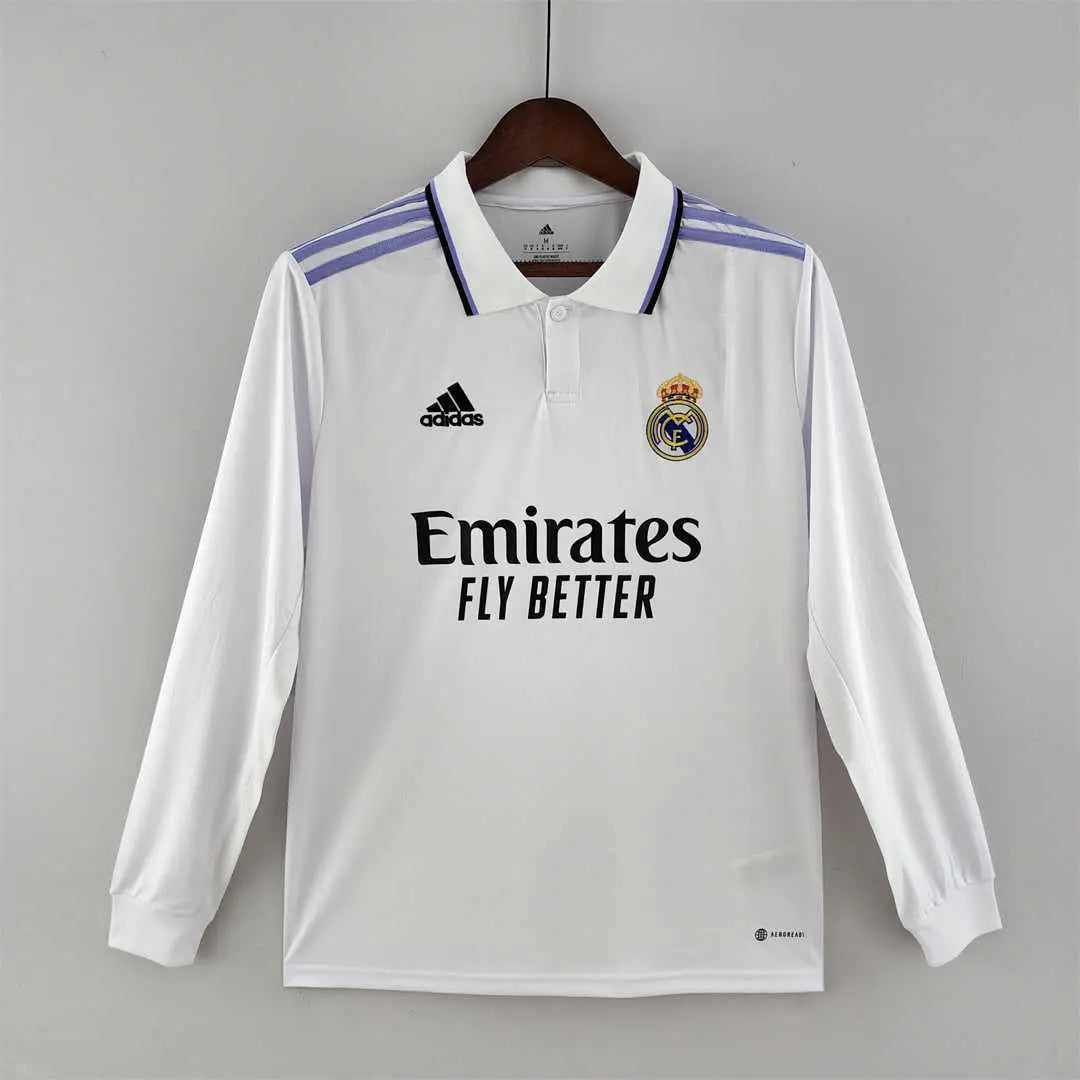MAILLOT REAL MADRID DOMICILE 2022/2023 VERSION MANCHES LONGUES - Maillot du Monde