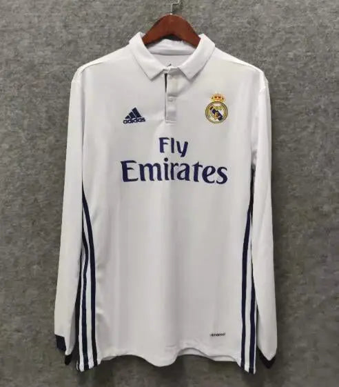 MAILLOT RETRO REAL MADRID DOMICILE 2016/2018 VERSION MANCHES LONGUES - Maillot du Monde