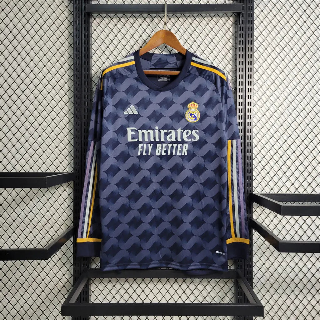 MAILLOT REAL MADRID EXTÉRIEUR 2023/2024 VERSION MANCHES LONGUES - Maillot du Monde
