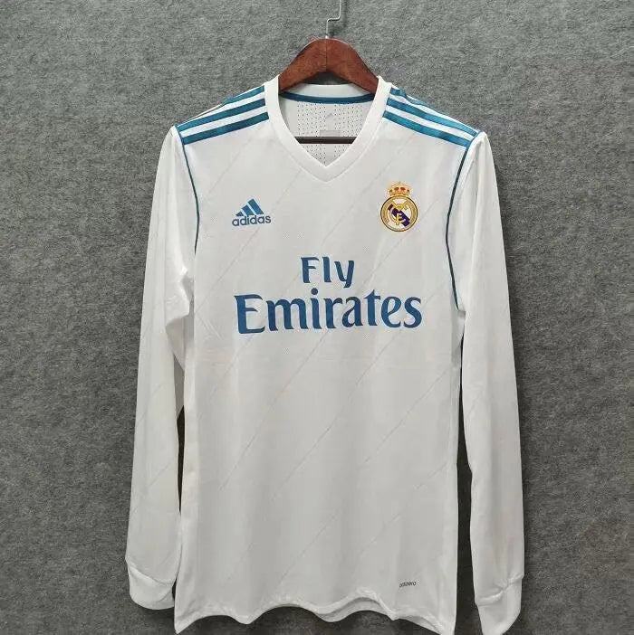 MAILLOT RETRO REAL MADRID DOMICILE 2017/2018 VERSION MANCHES LONGUES - Maillot du Monde