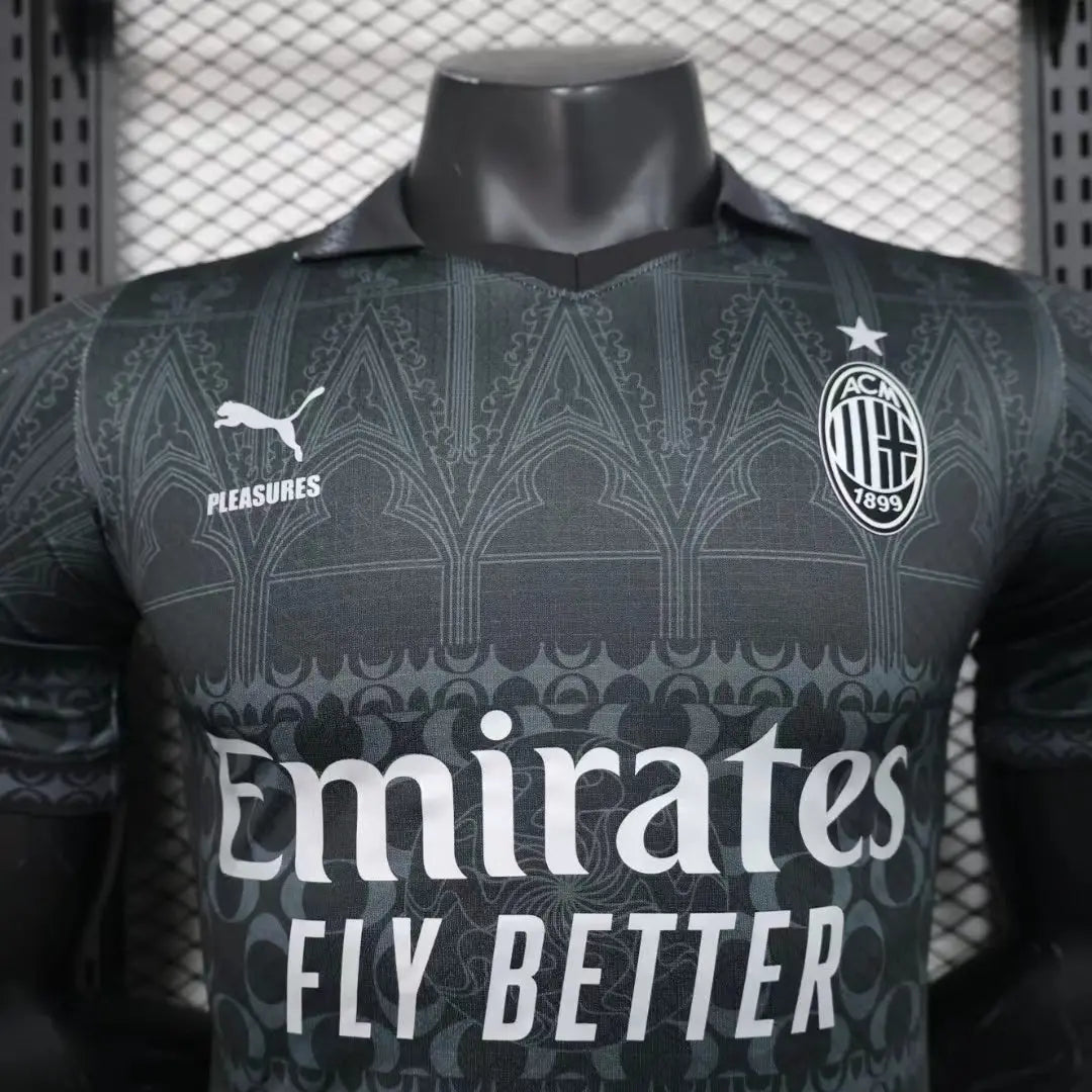 MAILLOT AC MILAN EDITION PLEASURES FOURTH NOIR 2023/2024 - Maillot du Monde